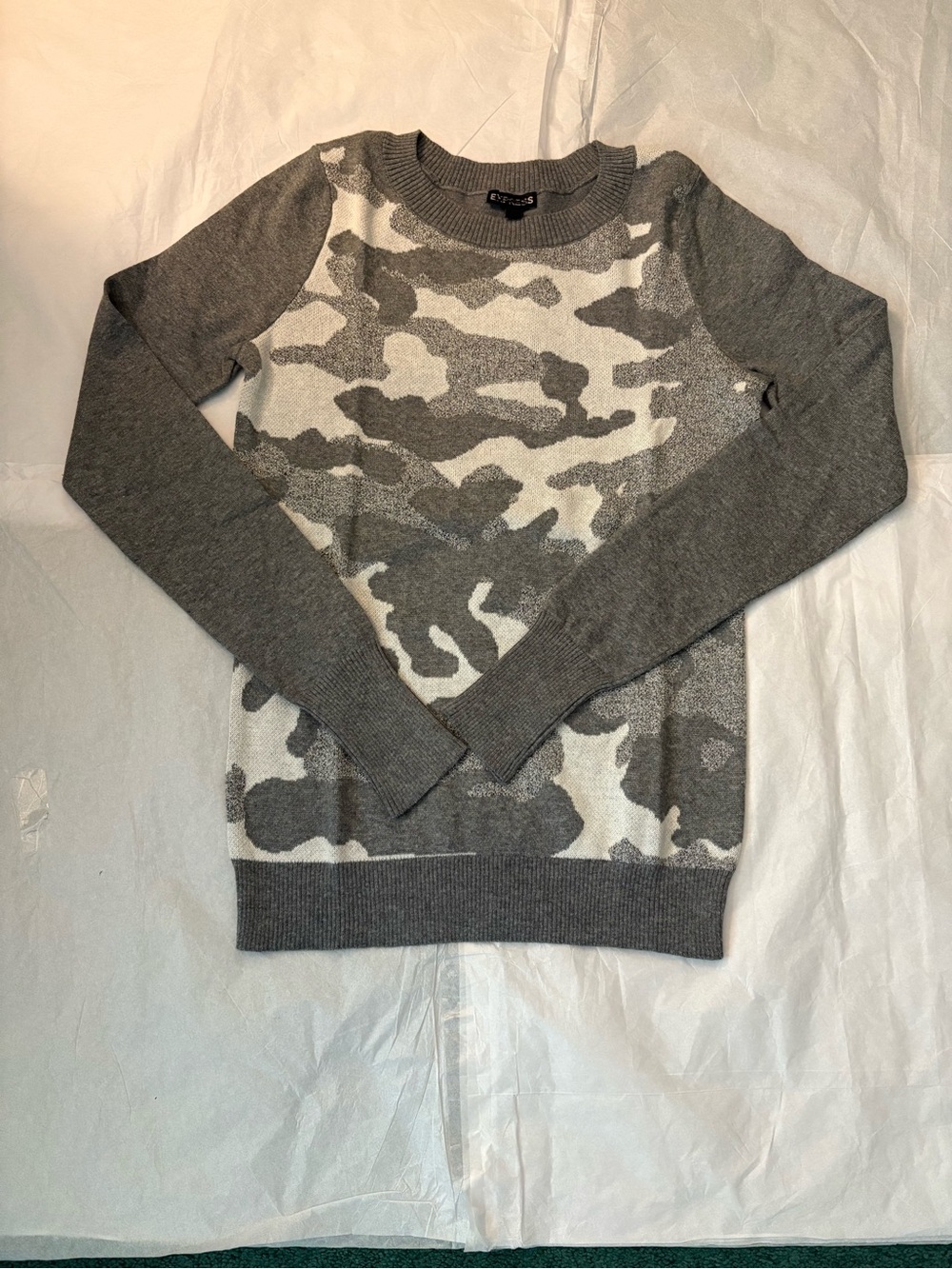 Express Gray Camouflage Sweater